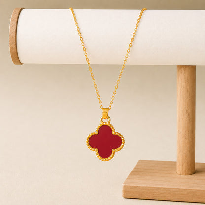 Gold Plated CZ Zircon Designer Flower Clover Pendant For Girls, Teens & Women (MD_2139_R)