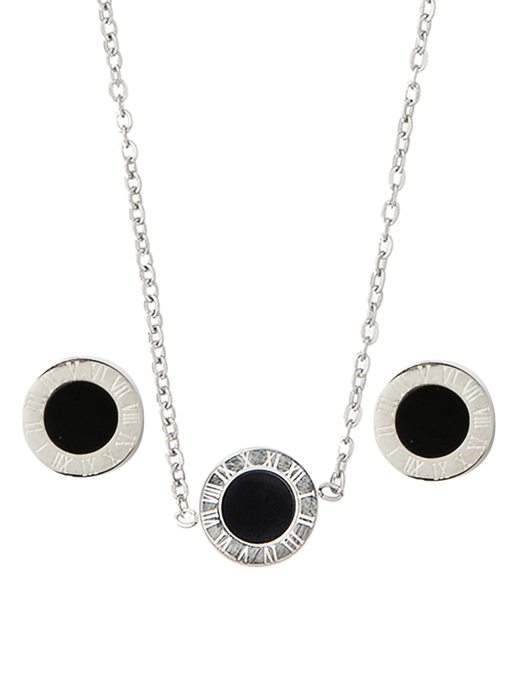 Moon Dust Silver Plated Designer Long Chain Necklace With Matching Earring For Girls Teens Women