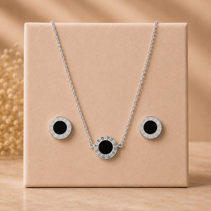 Moon Dust Silver Plated Designer Long Chain Necklace With Matching Earring For Girls Teens Women
