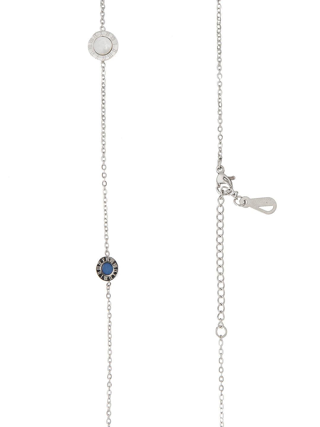 Moon Dust Silver Plated Designer Long Chain Necklace With Matching Earring For Girls Teens Women