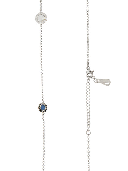 Moon Dust Silver Plated Designer Long Chain Necklace With Matching Earring For Girls Teens Women