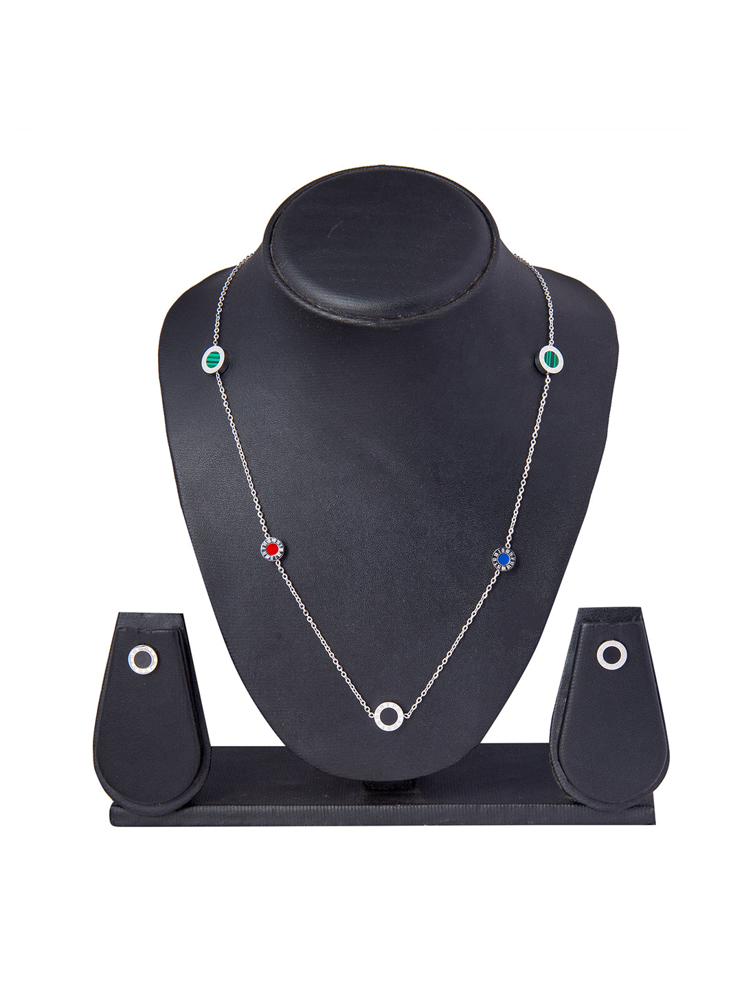 Moon Dust Silver Plated Designer Long Chain Necklace With Matching Earring For Girls Teens Women