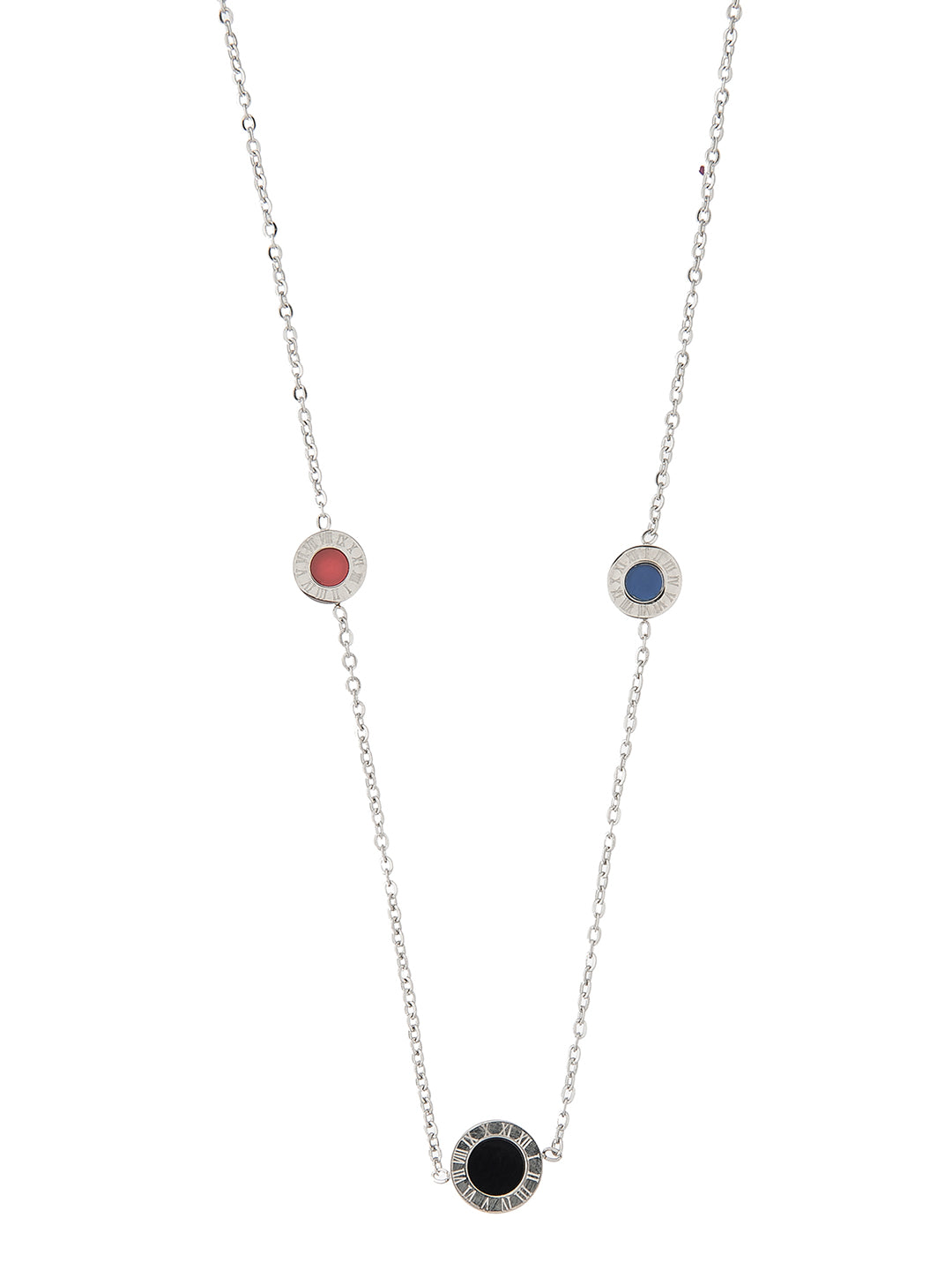 Moon Dust Silver Plated Designer Long Chain Necklace With Matching Earring For Girls Teens Women