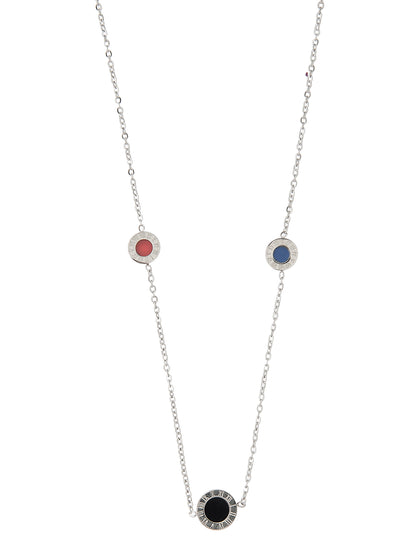 Moon Dust Silver Plated Designer Long Chain Necklace With Matching Earring For Girls Teens Women
