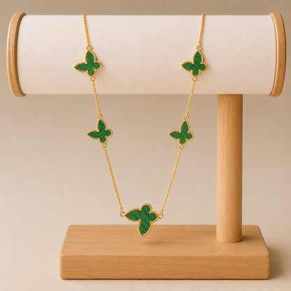 Green Onyx Gold Plated Butterfly Designer Chain  Necklace For Girls, Teens & Women MD_2152_G