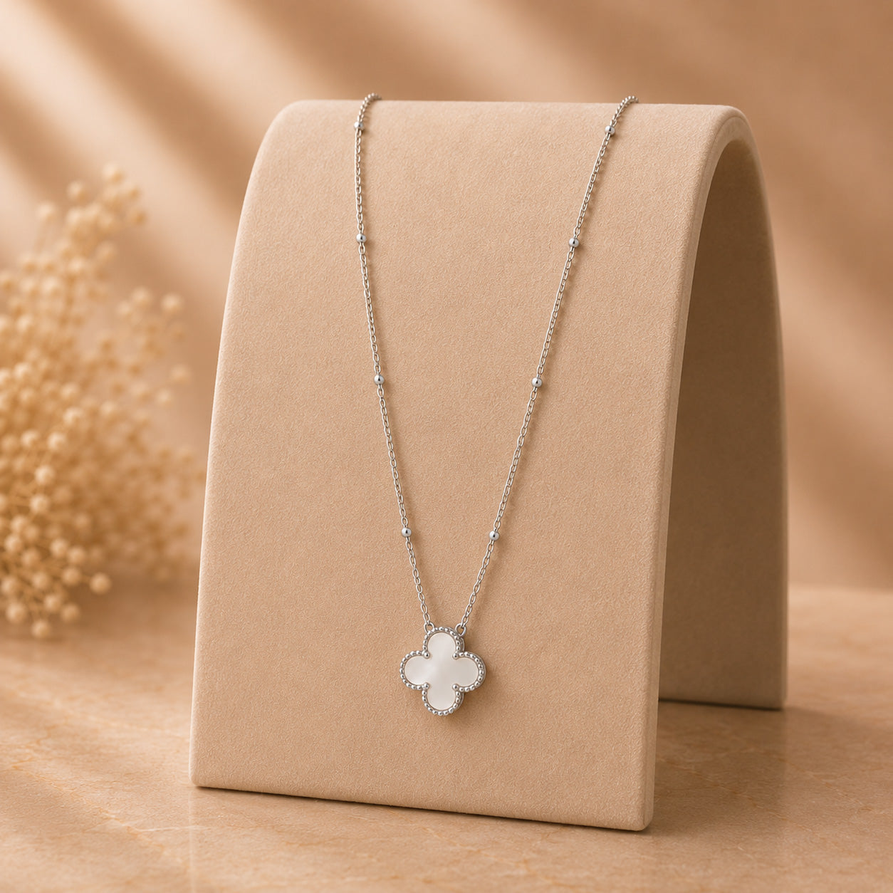 Moon Dust Gold Plated American Diamond Clover Pendant For Girls, Teens & Women (MD_2156_W)