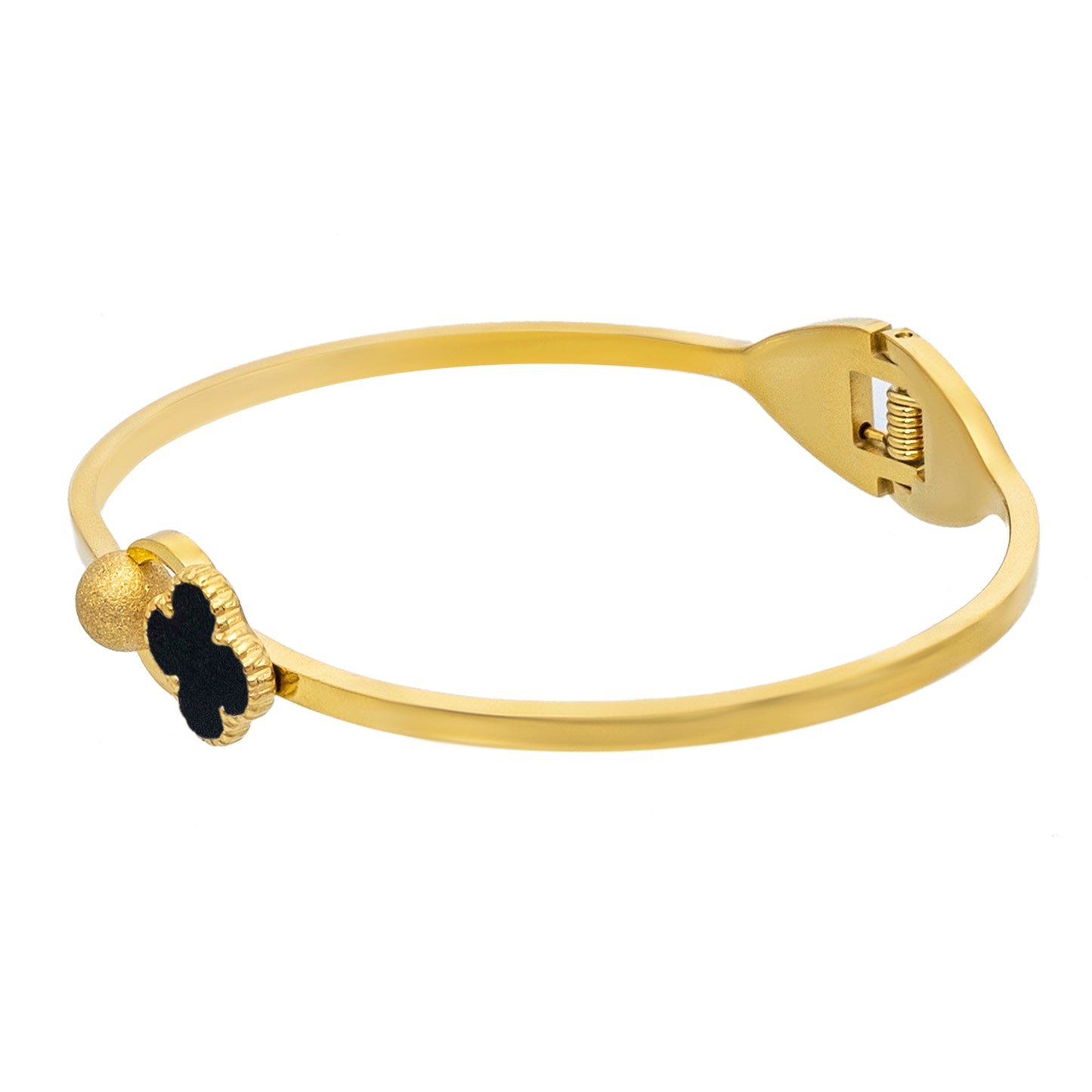 MOONDUST Gold Plated CZ and Crystal Studded Western Style Latest Flower Clover Bracelet and Ring Combo Design For Women