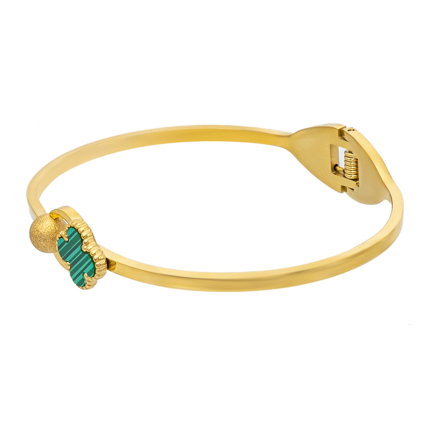 MOONDUST Gold Plated CZ and Crystal Studded Western Style Latest Flower Clover Bracelet and Ring Combo Design For Women