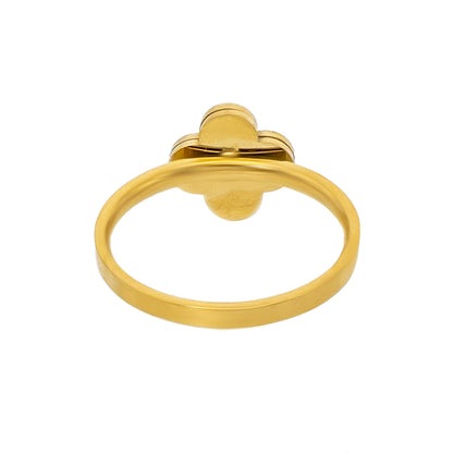 MOONDUST Gold Plated CZ and Crystal Studded Western Style Latest Flower Clover Bracelet and Ring Combo Design For Women