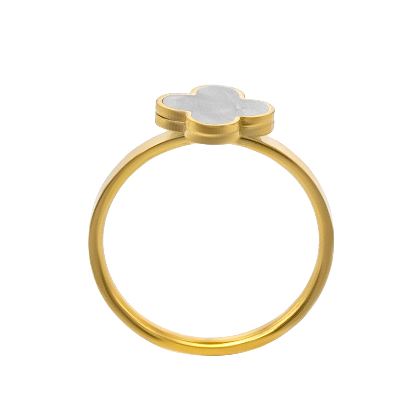 MOONDUST Gold Plated CZ and Crystal Studded Western Style Latest Flower Clover Bracelet and Ring Combo Design For Women