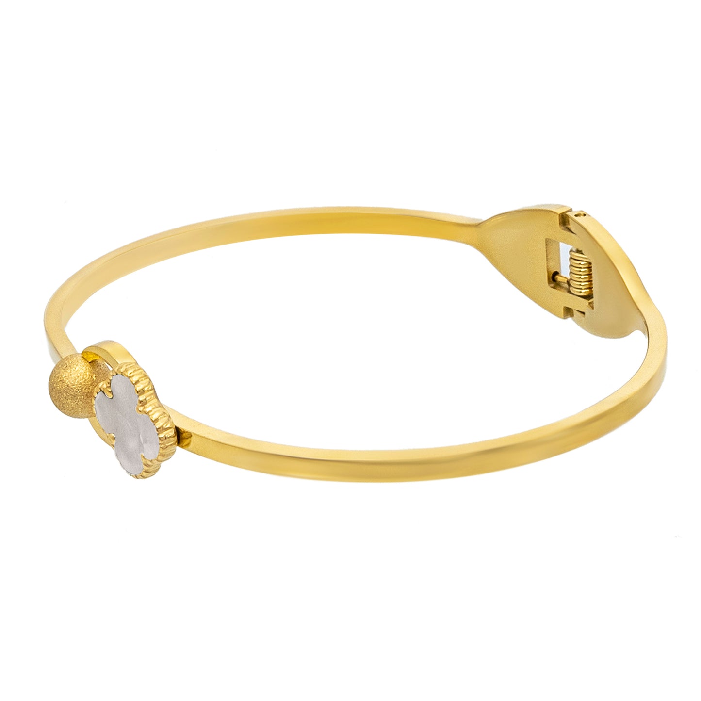 MOONDUST Gold Plated CZ and Crystal Studded Western Style Latest Flower Clover Bracelet and Ring Combo Design For Women