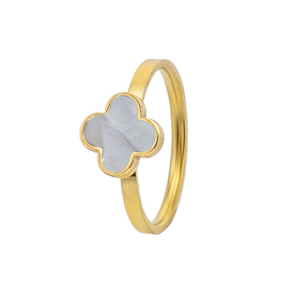 MOONDUST Gold Plated CZ and Crystal Studded Western Style Latest Flower Clover Bracelet and Ring Combo Design For Women