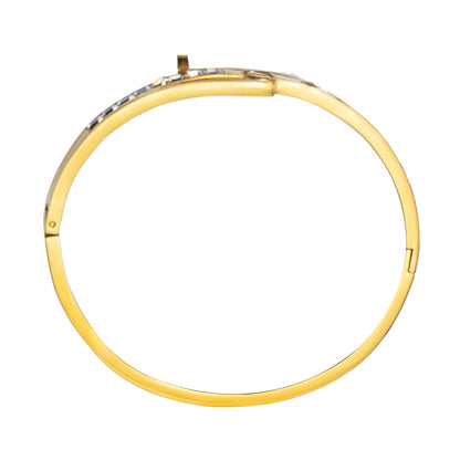 MOONDUST Gold Plated CZ and Crystal Hammer Neil Studded Western Style Freesize Bracelet Bangle for Women