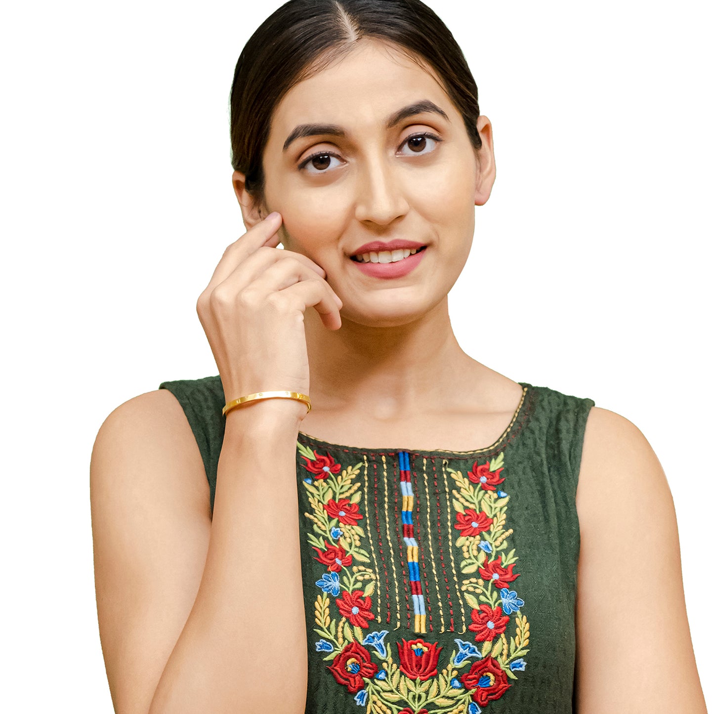 MOONDUST Gold Plated Latest Stylish Cuff Bangle with Cubic Zirconia Stones Bracelet for Women