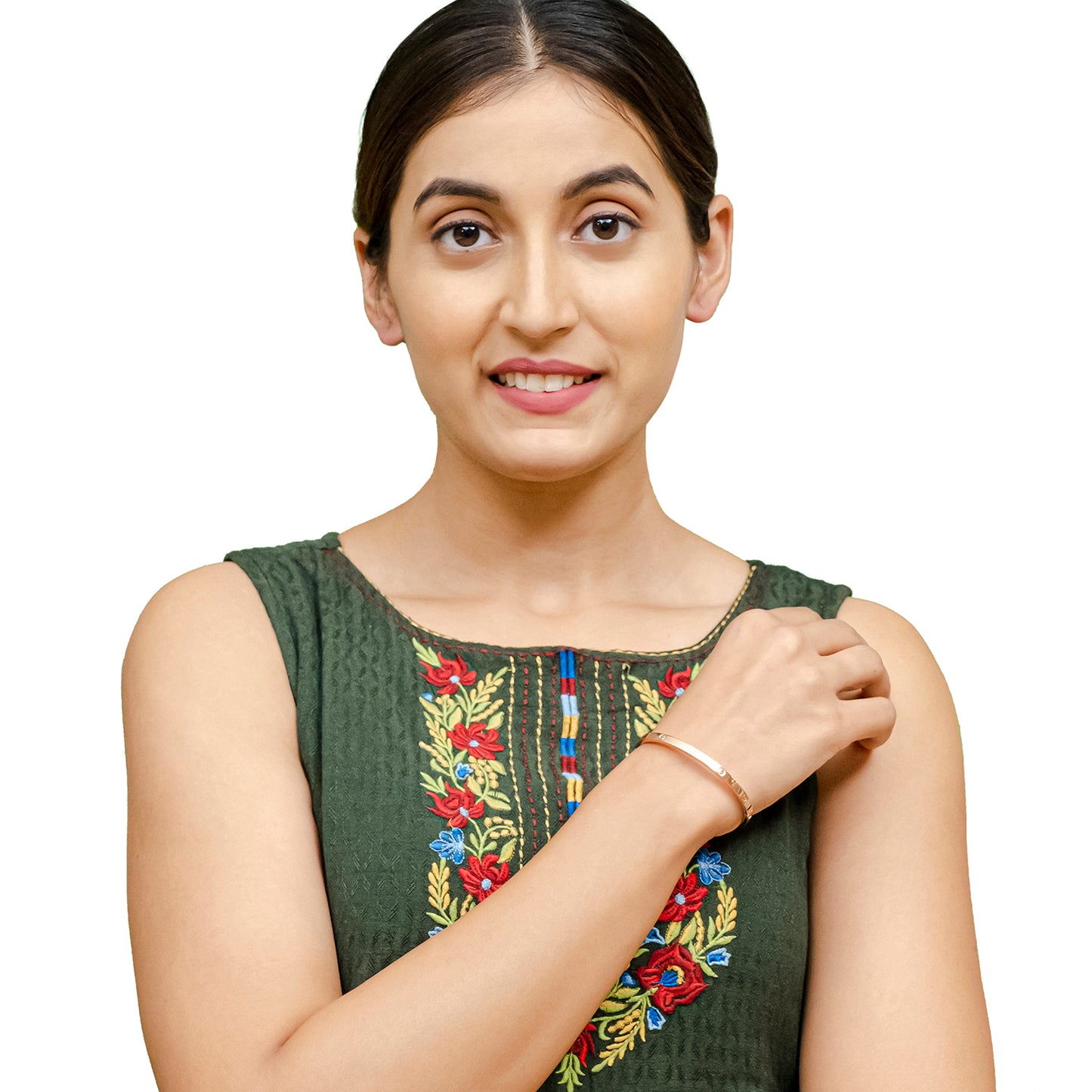 MOONDUST Gold Plated Latest Stylish Cuff Bangle with Cubic Zirconia Stones Bracelet for Women