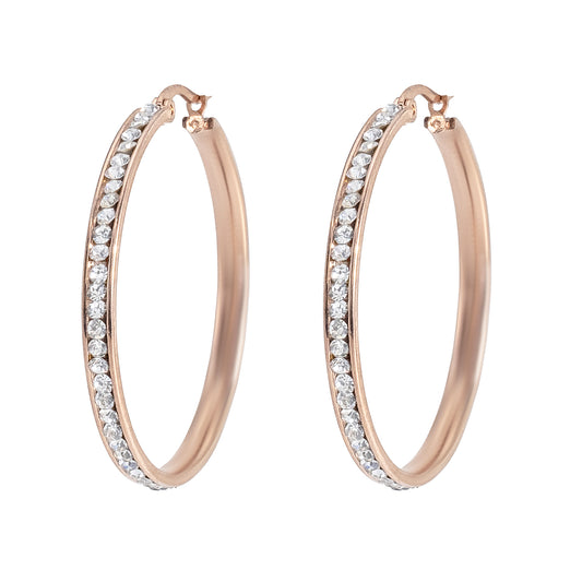 MOONDUST Crystal and CZ Gold Plated Large Hoop Earrings for Women