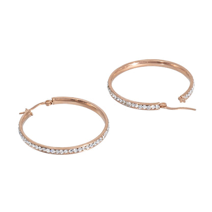 MOONDUST Crystal and CZ Gold Plated Large Hoop Earrings for Women