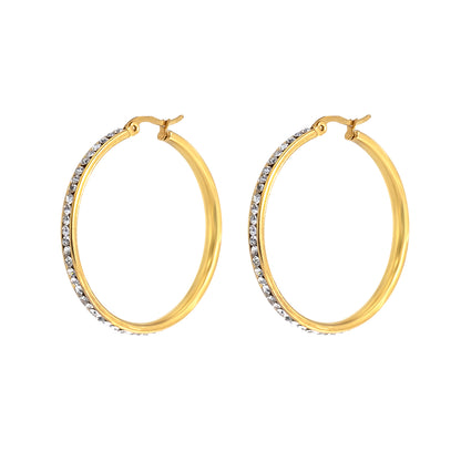 MOONDUST Crystal and CZ Gold Plated Large Hoop Earrings for Women