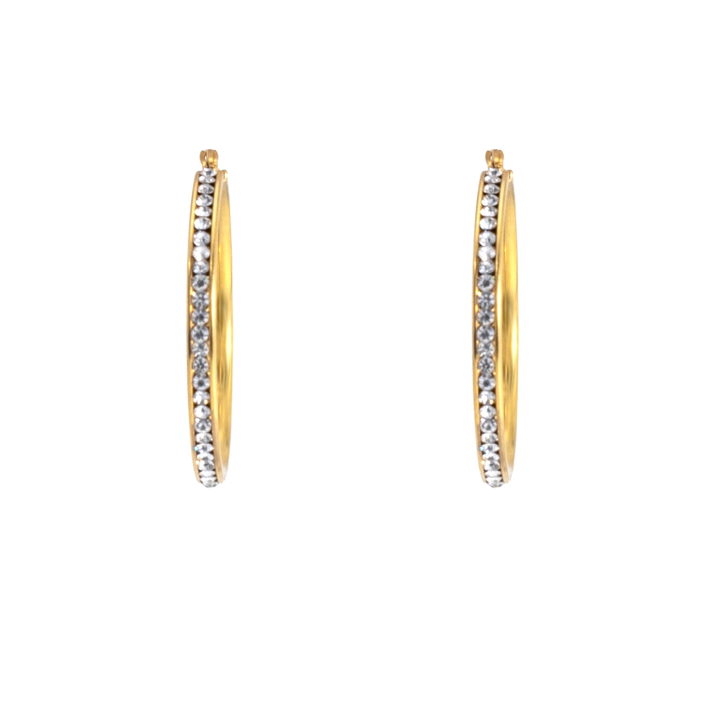 MOONDUST Crystal and CZ Gold Plated Large Hoop Earrings for Women