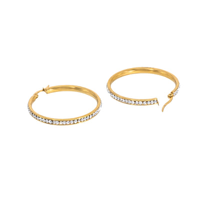 MOONDUST Crystal and CZ Gold Plated Large Hoop Earrings for Women