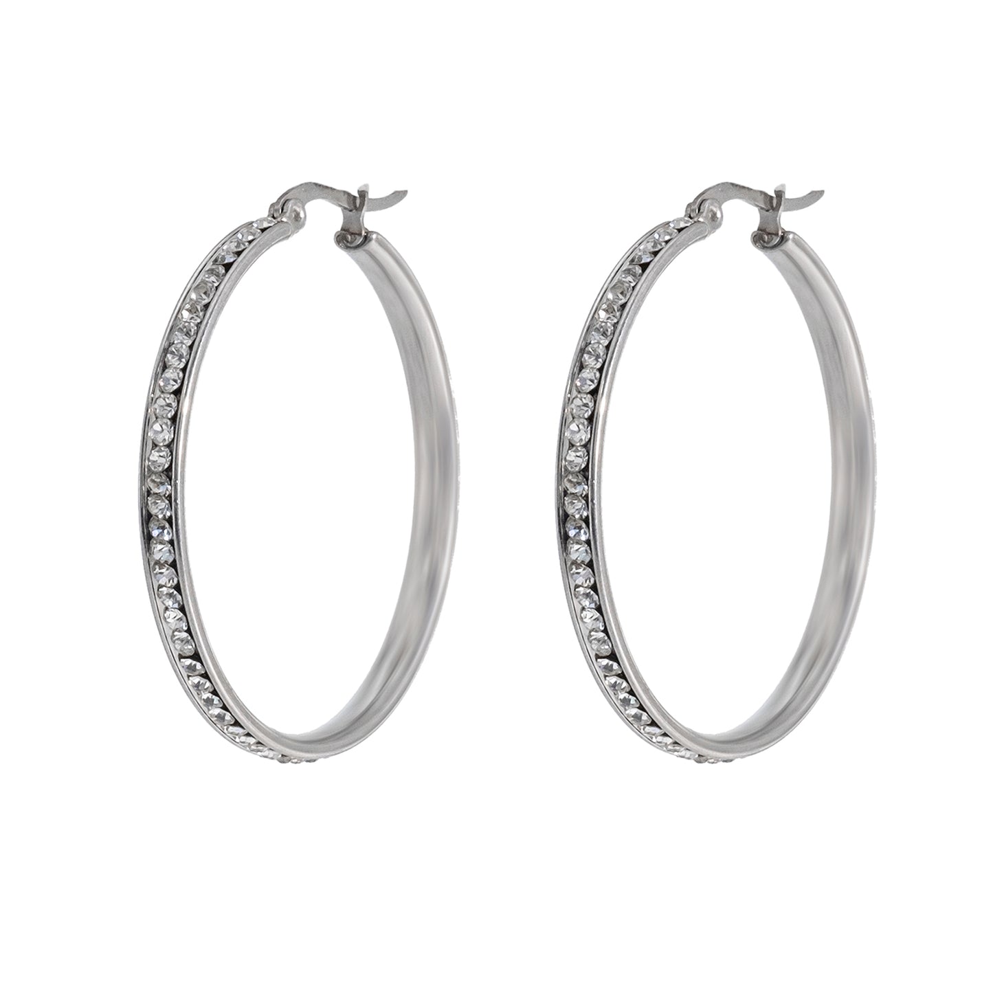 MOONDUST Crystal and CZ Gold Plated Large Hoop Earrings for Women