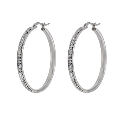 MOONDUST Crystal and CZ Gold Plated Large Hoop Earrings for Women