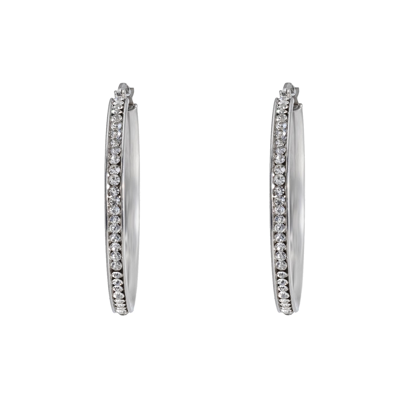MOONDUST Crystal and CZ Gold Plated Large Hoop Earrings for Women