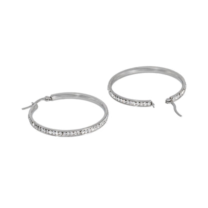 MOONDUST Crystal and CZ Gold Plated Large Hoop Earrings for Women