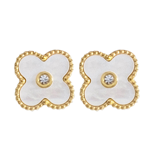 Moondust Gold Plated AD Flower Design Small Stud Earrings For Women (MD_97)
