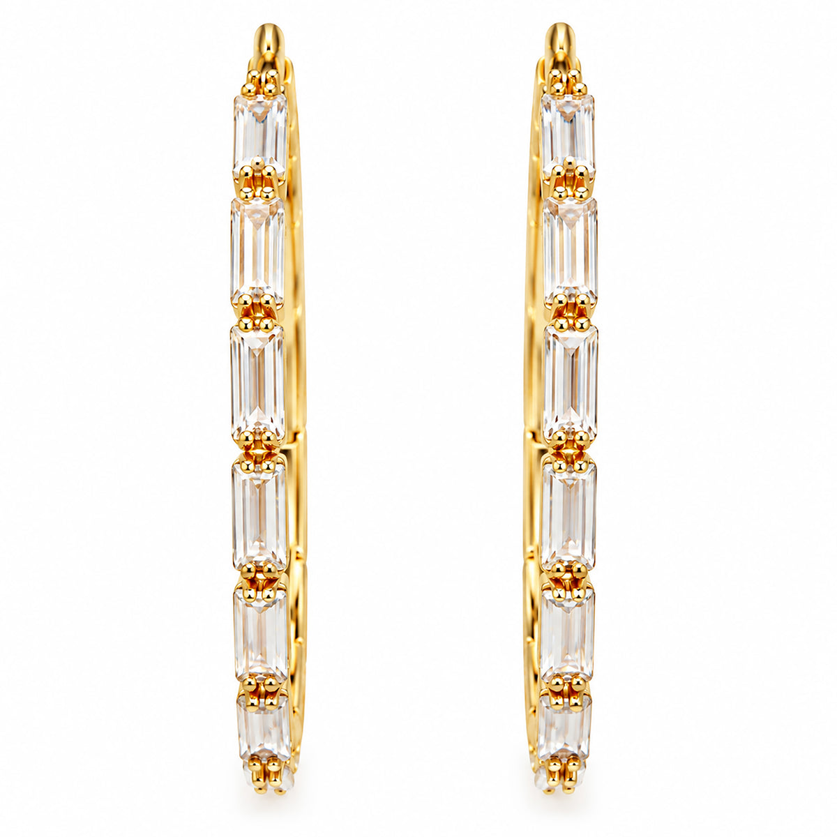 Moon Dust Gold Plated White CZ Studded Medium Sized Hoop Earrings for Women (MD_99_G)