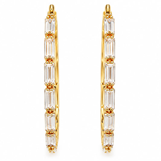 Moon Dust Gold Plated White CZ Studded Medium Sized Hoop Earrings for Women (MD_99_G)