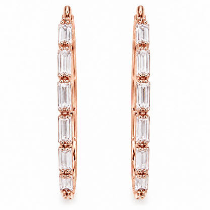 Moon Dust Rose Gold Plated White CZ Studded Medium Sized Hoop Earrings for Women (MD_99_RG)