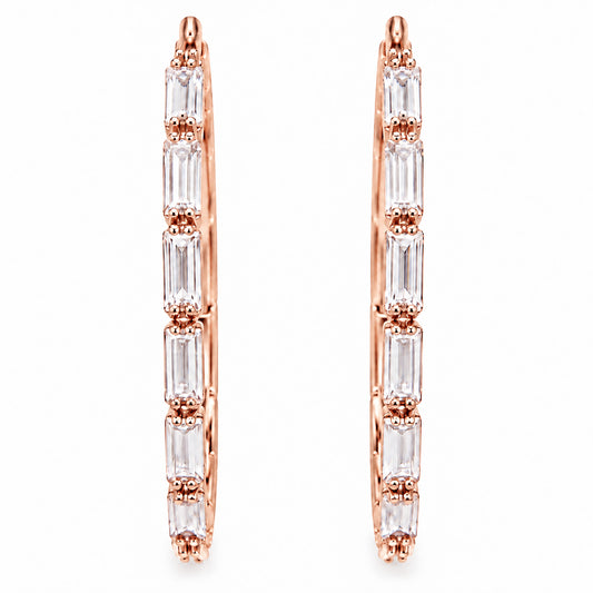 Moon Dust Rose Gold Plated White CZ Studded Medium Sized Hoop Earrings for Women (MD_99_RG)