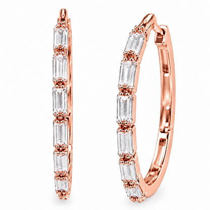 Moon Dust Rose Gold Plated White CZ Studded Medium Sized Hoop Earrings for Women (MD_99_RG)