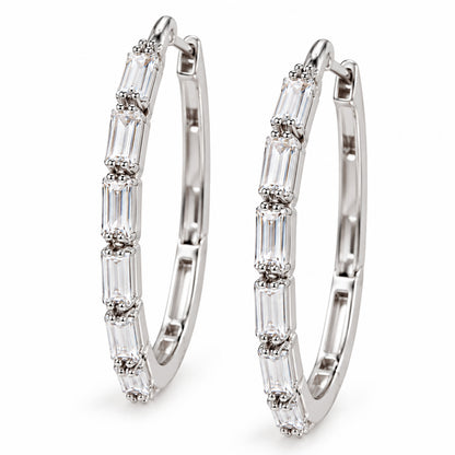 Moon Dust Silver Plated White CZ Studded Medium Sized Hoop Earrings for Women (MD_99_S)