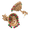 Traditional Indian Matte Gold Oxidised CZ Crystal Studded Temple Jhumka Earring For Women - Gold White (SJE_106_G_W)