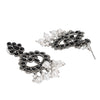 Traditional Indian Matte Silver Oxidised CZ Crystal Studded Drop Earring For Women - Silver White (SJE_132_S_W)