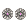Traditional Indian Matte Silver Oxitised CZ Crystal Studded Motif Stud Earring For Women - Silver Blue (SJE_139_S_BL)