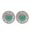 Traditional Indian Matte Silver Oxitised CZ Crystal Studded Drop Earring For Women - Silver Green (SJE_140_S_G)