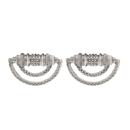 Shining Jewel Traditional Indian Matte Silver Oxidised Studded Earring For Women - Silver (SJE_157_S)