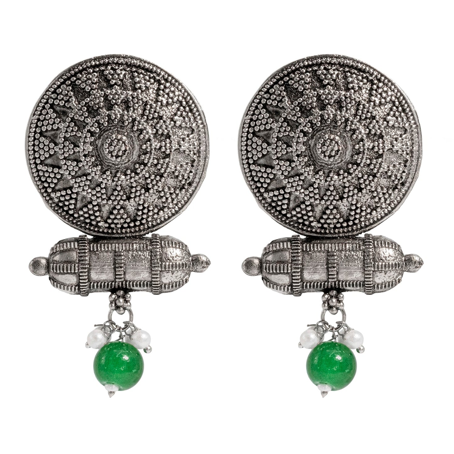 Shining Jewel Traditional Indian Matte Silver Oxidised Studded Earring For Women - Silver (SJE_160_S)