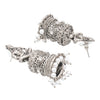 Traditional Indian Matte Silver Oxidised CZ Crystal Studded Temple Jhumka Earring For Women-Silver White (SJE_172_S_W)