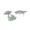 Traditional Indian Antique Silver Oxidised CZ Crystal Studded Chand Bali Earring For Women-Silver Maroon (SJE_202_S_M)