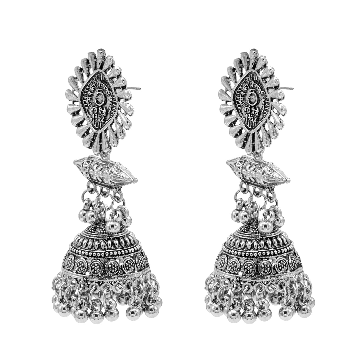 Traditional Indian Antique Silver Oxidised Jhumka Earring For Women (SJE_220_S)