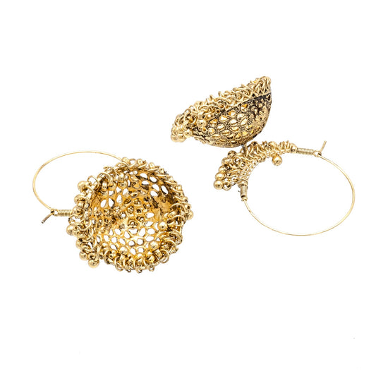 Traditional Indian Antique Gold Oxidised Jhumka Earring For Women (SJE_224_G)