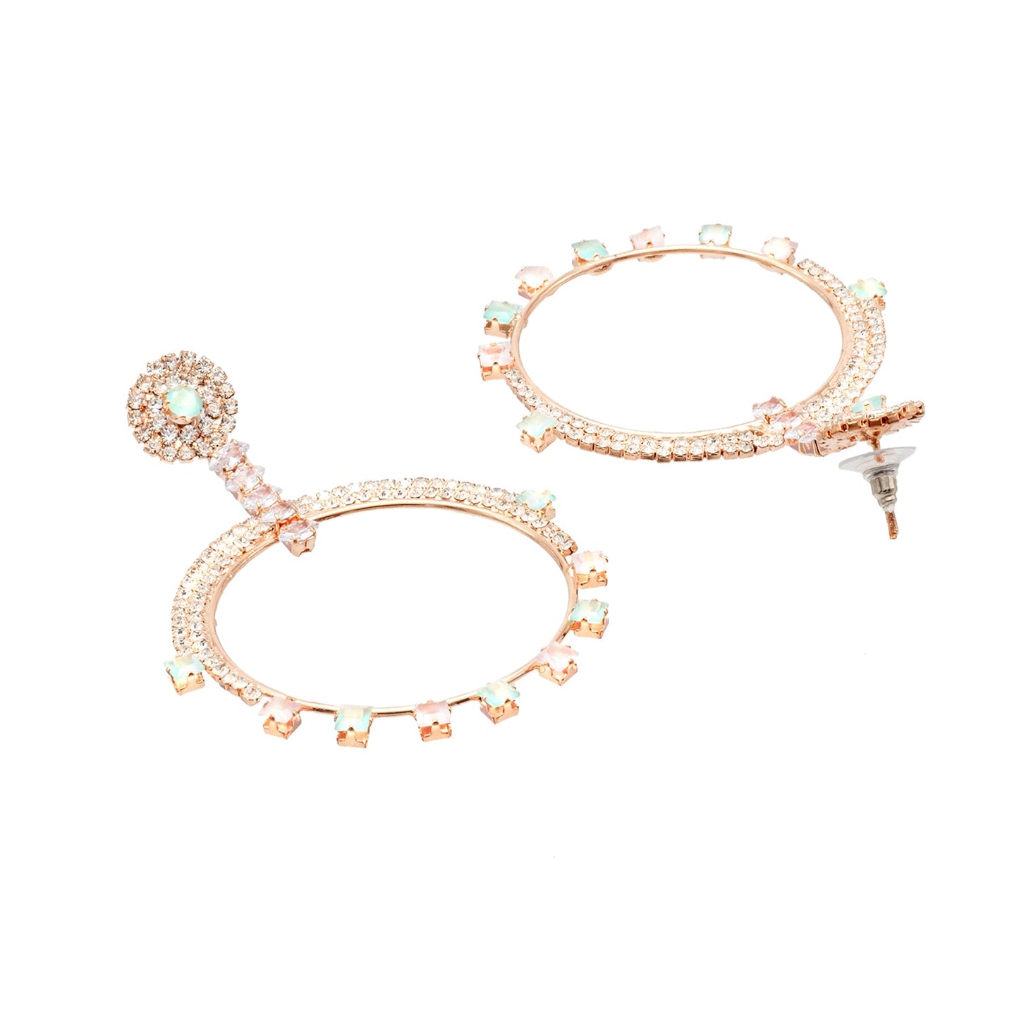 Shining Jewel Crystal and AD Rose Gold-Plated Fancy Western Style Cocktail Pearl Drop earrings for women (SJE_230_RG_D5)