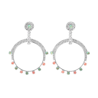 Shining Jewel Crystal and AD Silver Plated Fancy Western Style Cocktail Pearl Drop earrings for women (SJE_230_S_D5)