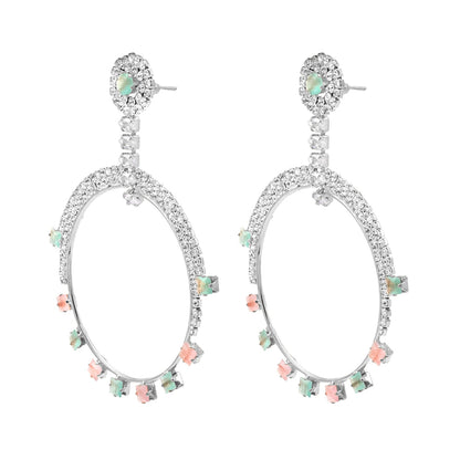 Shining Jewel Crystal and AD Silver Plated Fancy Western Style Cocktail Pearl Drop earrings for women (SJE_230_S_D5)