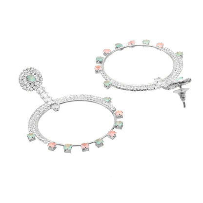 Shining Jewel Crystal and AD Silver Plated Fancy Western Style Cocktail Pearl Drop earrings for women (SJE_230_S_D5)