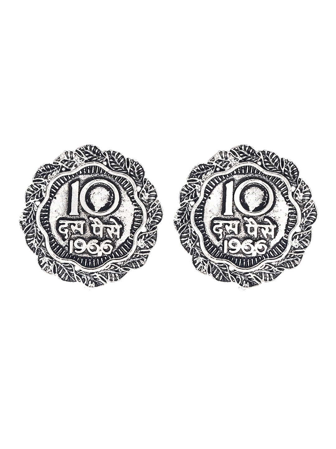 Shining Jewel Traditional Indian Antique Oxidised Silver CZ, Handcrafted Design Stud Earring For Women (SJE_232)